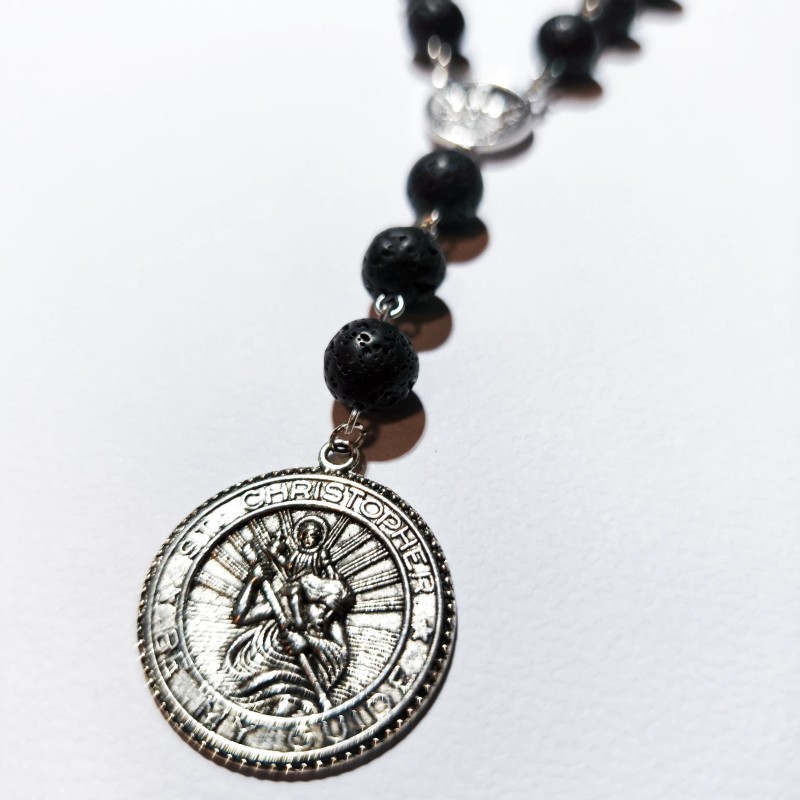 Auto krunica – lava kamen - Medaljica svetog Kristofora - Slika 3